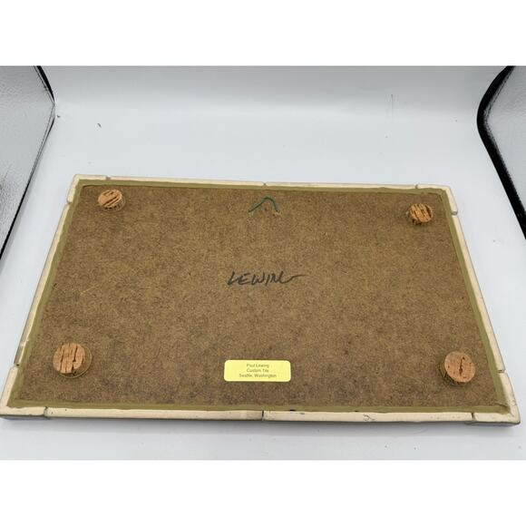 Paul Lewing Handcrafted Art Tile Mountain Forest Scene Framed Seattle 12”x8” - Picture 2 of 4